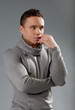Sexy thinking fit and neat young man in studio Sexy thinking fit and neat young man in studio