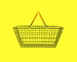 shopping basket on yellow