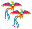 Phoenix. Cartoon isolated characters. Double expression.