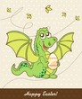 Retro easter card with dragon