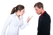young business woman angry with her colleague