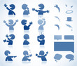 Set of talking characters in various postures