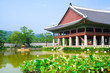 Photo: Emperor palace in Seoul. Lake and boat Emperor palace in Seoul. Lake and boat