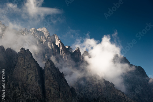 Photo: Alpine view of mountain tops in Restonica Valley., Corsica, Fran Alpine view of mountain tops in Restonica Valley., Corsica, Fran