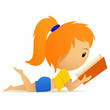 Pretty relaxed teenage girl reading book