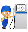 Serviceman with old fuel pump