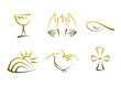 Goldene Symbole für Religion, Feste, Feiertage, ...