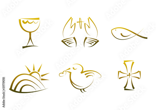 Vector: Goldene Symbole für Religion, Feste, Feiertage, ... Goldene Symbole für Religion, Feste, Feiertage, ...