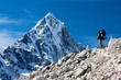 Photo: hiker on mountains - way to everest base camp hiker on mountains - way to everest base camp