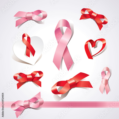 Vector: Set of ribbons and bows. Vector illustration. Set of ribbons and bows. Vector illustration.