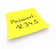 Illustration: Notizzettel - Paswort: 12345 Notizzettel - Paswort: 12345