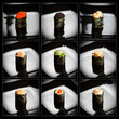 Set of 9 different gunkanmaki (sushi)