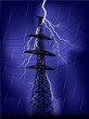 bright lightning and electrical pylon