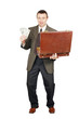 Successful man gets the money out of a suitcase