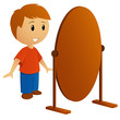 Young man looking in the mirror