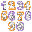 Set Of Black and White Cartoon Numbers