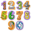 Set Of Colorful Cartoon Numbers