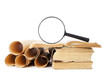 Many ancient scrolls and old books