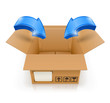 opened box with arrow inside vector illustration isolated on