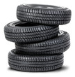 Four tires on the white background