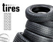 Tires on the white background