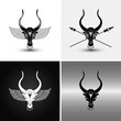 four variations of iron bull icons and backgrounds