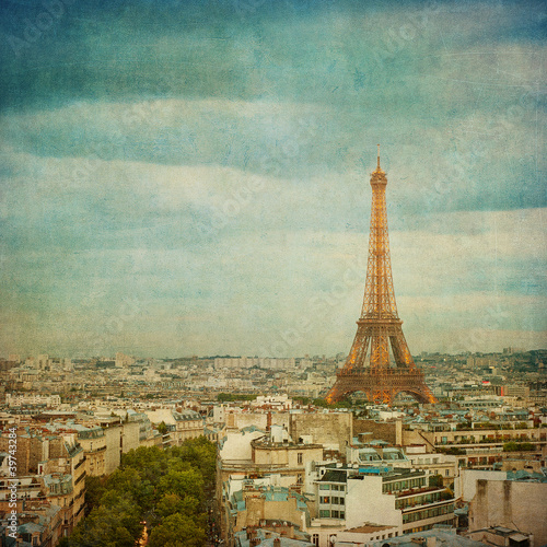 Photo: Vintage image of Eiffel tower, Paris, France Vintage image of Eiffel tower, Paris, France