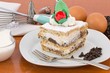 slice of puff pastry with chocolate and whipped cream