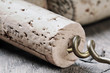 Wine corks on wooden table