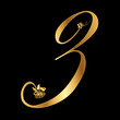 Golden vector number 3 with roses collection Golden vector number 3 with roses collection