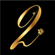 Golden vector number 2 with roses Golden vector number 2 with roses