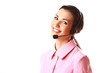 Foto: Smiling woman with headphones isolated Smiling woman with headphones isolated