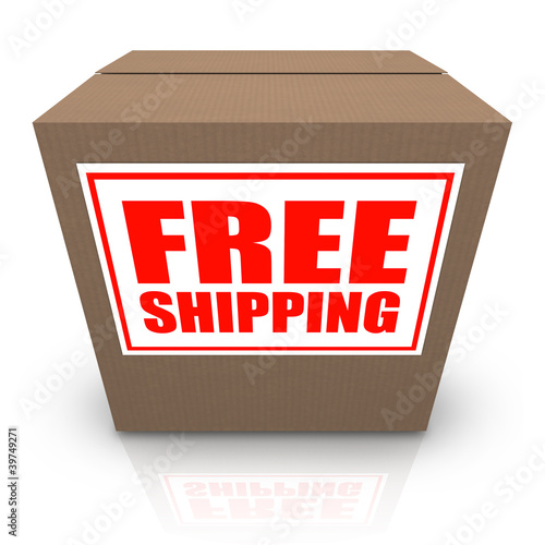 Illustration: Free Shipping Brown Cardboard Box Order Shipment Free Shipping Brown Cardboard Box Order Shipment