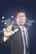 Businessman pushing Social Network.