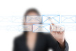 Business lady pushing mail for social network.