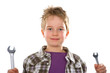 Foto: boy with two screw wrenches boy with two screw wrenches