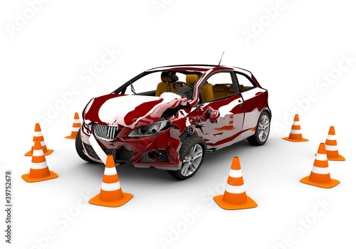 Illustration: Red car accident Red car accident