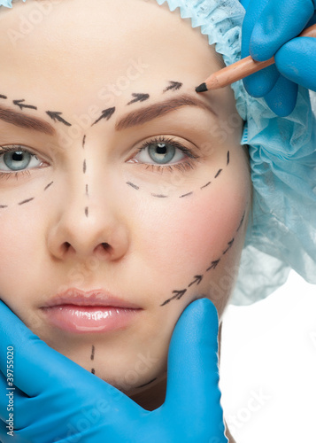 Photo: Female face before plastic surgery operation Female face before plastic surgery operation