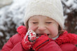 young cute girl having fun on natural winter background young cute girl having fun on natural winter background