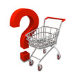 Shopping trolley and question sign