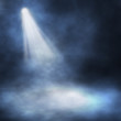 Spotlight single blue on smog background