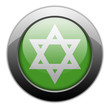Green Metallic Orb Button "Star Of David"