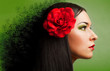 portrait of  woman with red rose