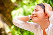 Relaxed woman outdoors