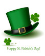St  Patrick Day hat with clover  Vector illustration