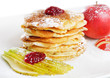 pancakes powdered with sugar