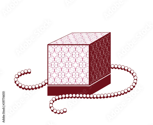 Vector: Perfume box and beads on white Perfume box and beads on white