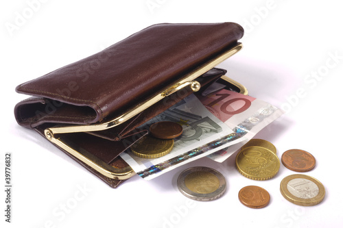 Photo: money bag with euro money bag with euro