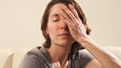 Woman having depression and headache.