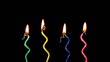 Candles on a Birthday cake burning down, time lapse, reversing